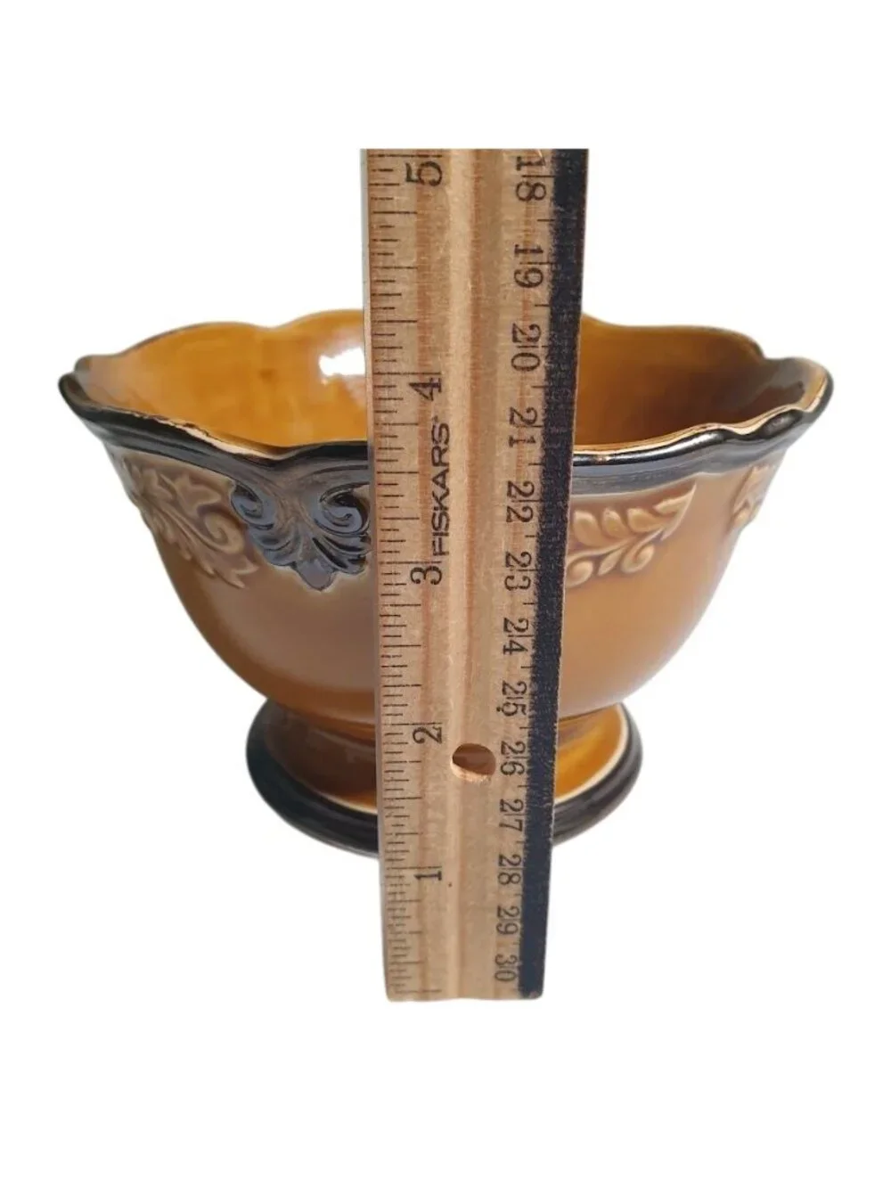 Certified International Karidesign Pedestal Bowl Scalloped Rim Vintage Ceramic
